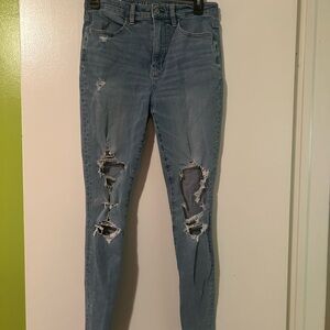 American Eagle Outfitters Blue Skinny Jeans Distressed